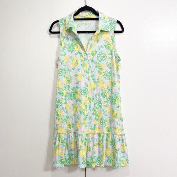 Lilly Pulitzer Riegan Sleeveless Lemons Polo Dress Size Medium - Picture 2 of 5